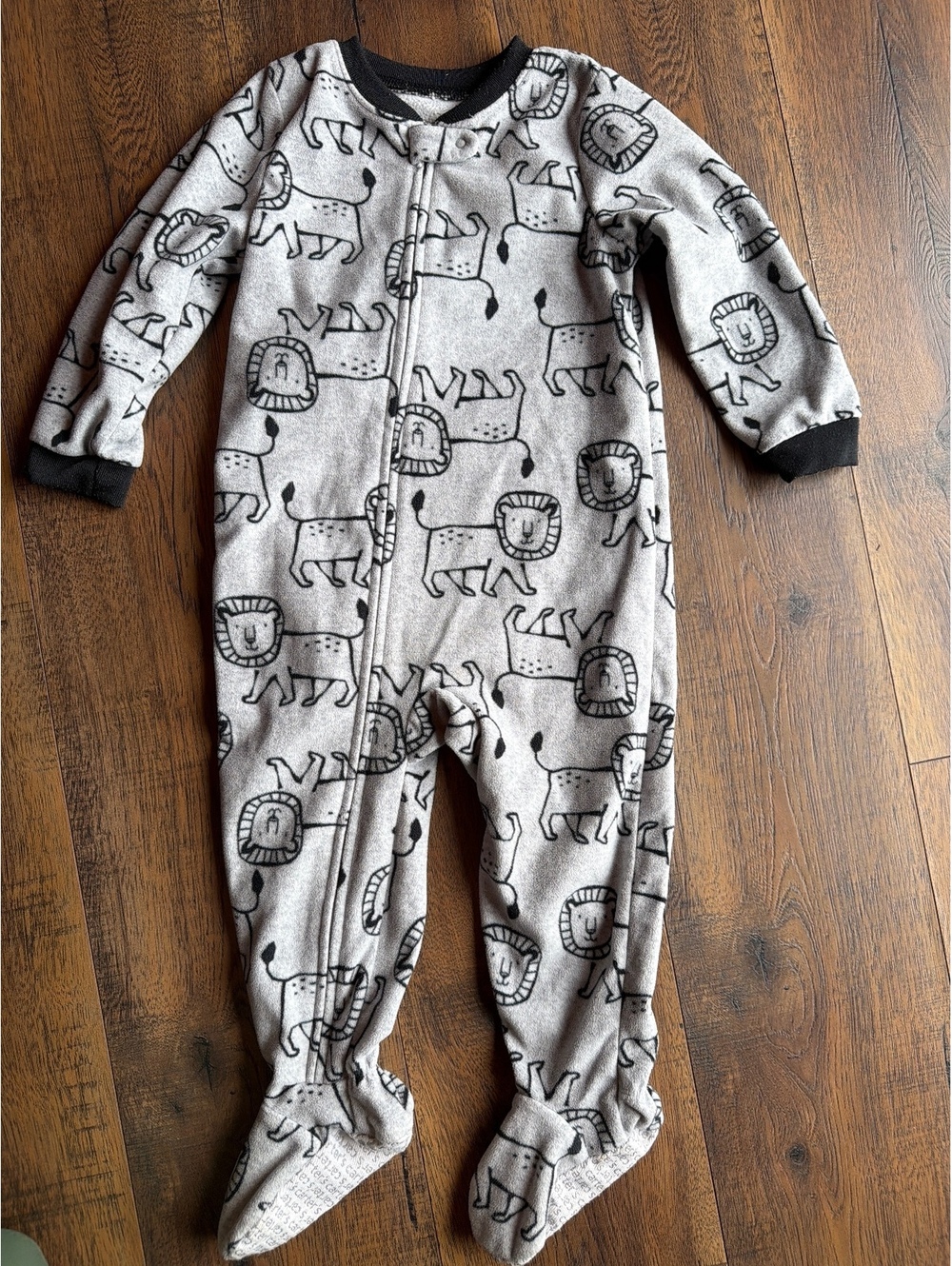 Carter's 2T Gray Lion Print Fleece Footed Pajamas
